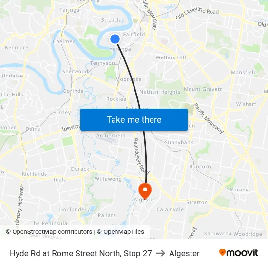 Hyde Rd at Rome Street North, Stop 27 to Algester map