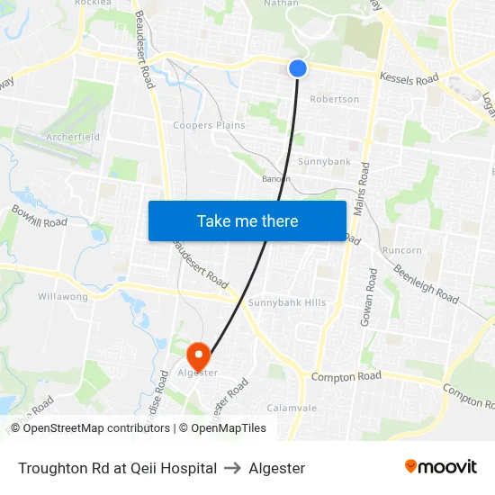 Troughton Rd at Qeii Hospital to Algester map