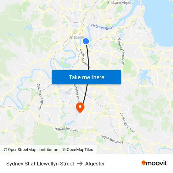 Sydney St at Llewellyn Street to Algester map