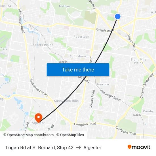 Logan Rd at St Bernard, Stop 42 to Algester map