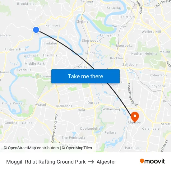 Moggill Rd at Rafting Ground Park to Algester map