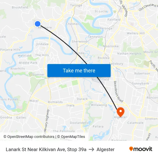 Lanark St Near Kilkivan Ave, Stop 39a to Algester map