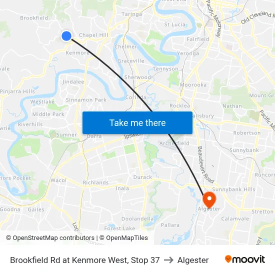 Brookfield Rd at Kenmore West, Stop 37 to Algester map