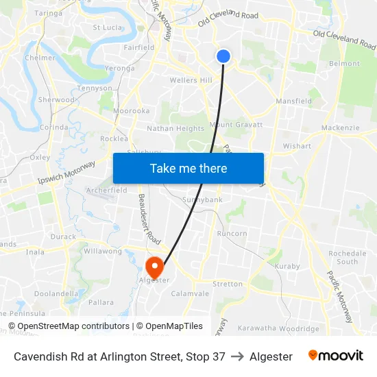 Cavendish Rd at Arlington Street, Stop 37 to Algester map