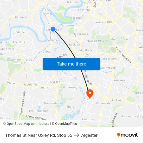 Thomas St Near Oxley Rd, Stop 55 to Algester map