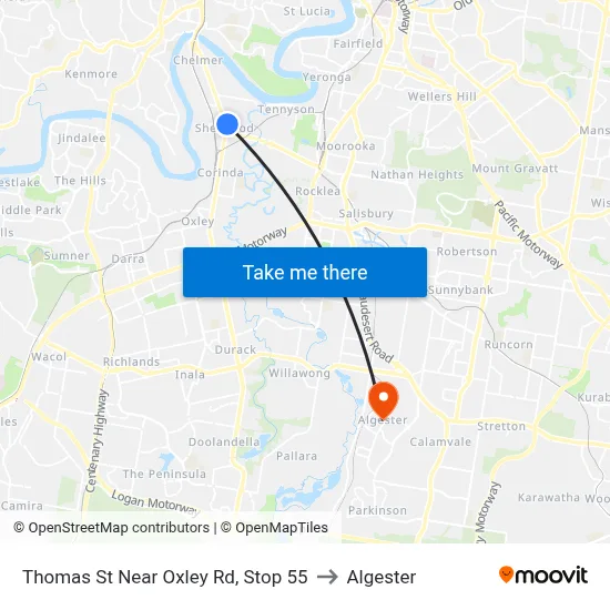 Thomas St Near Oxley Rd, Stop 55 to Algester map