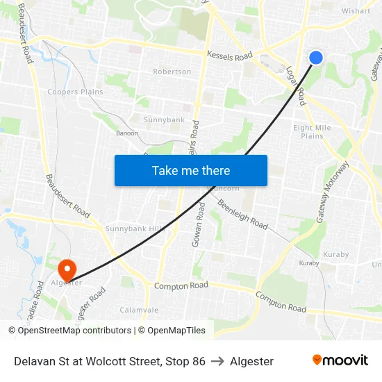 Delavan St at Wolcott Street, Stop 86 to Algester map