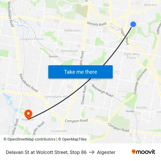 Delavan St at Wolcott Street, Stop 86 to Algester map