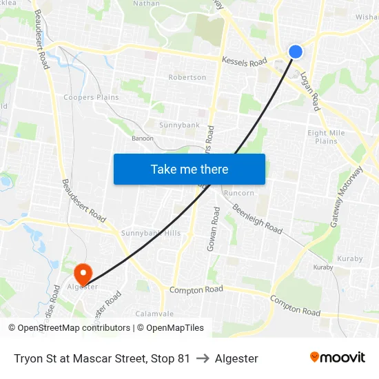 Tryon St at Mascar Street, Stop 81 to Algester map