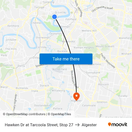 Hawken Dr at Tarcoola Street, Stop 27 to Algester map
