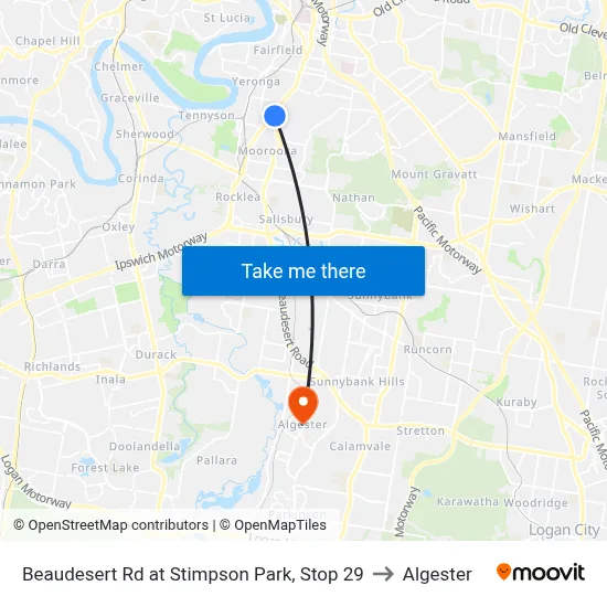 Beaudesert Rd at Stimpson Park, Stop 29 to Algester map