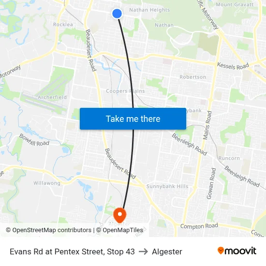 Evans Rd at Pentex Street, Stop 43 to Algester map