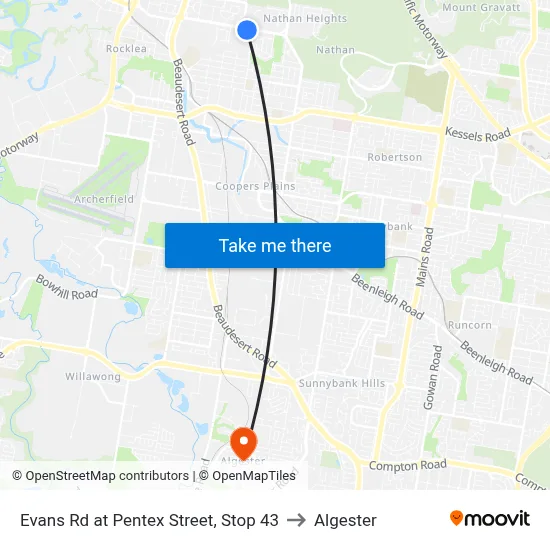 Evans Rd at Pentex Street, Stop 43 to Algester map