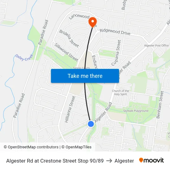 Algester Rd at Crestone Street Stop 90/89 to Algester map