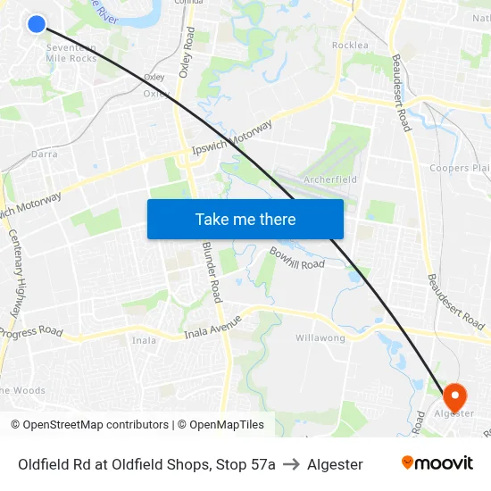 Oldfield Rd at Oldfield Shops, Stop 57a to Algester map