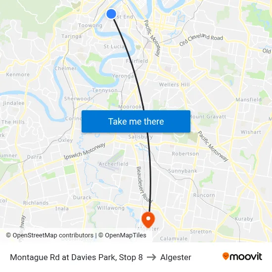 Montague Rd at Davies Park, Stop 8 to Algester map