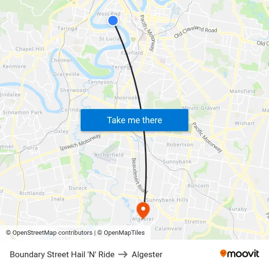 Boundary Street Hail 'N' Ride to Algester map