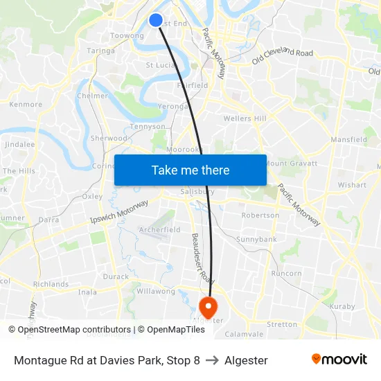 Montague Rd at Davies Park, Stop 8 to Algester map