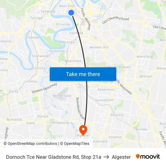 Dornoch Tce Near Gladstone Rd, Stop 21a to Algester map