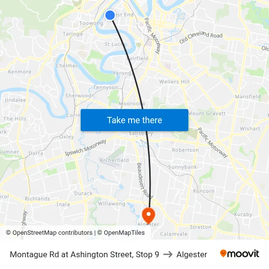 Montague Rd at Ashington Street, Stop 9 to Algester map