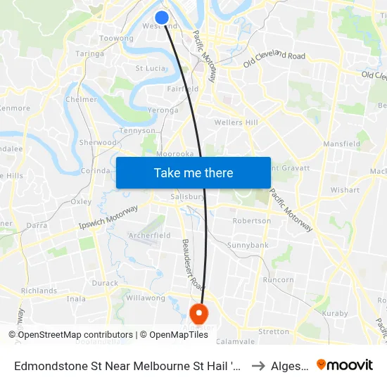 Edmondstone St Near Melbourne St Hail 'N' Ride to Algester map