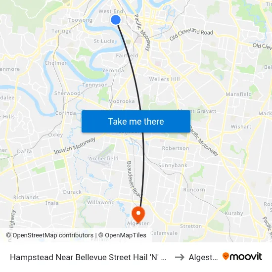 Hampstead Near Bellevue Street Hail 'N' Ride to Algester map
