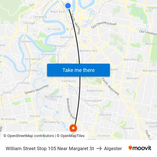 William Street Stop 105 Near Margaret St to Algester map