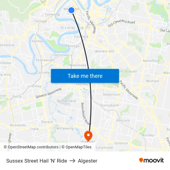 Sussex Street Hail 'N' Ride to Algester map