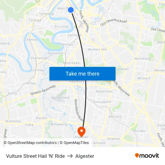 Vulture Street Hail 'N' Ride to Algester map