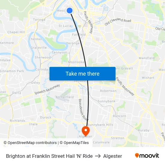 Brighton at Franklin Street Hail 'N' Ride to Algester map