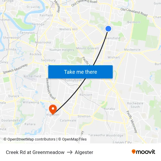 Creek Rd at Greenmeadow to Algester map