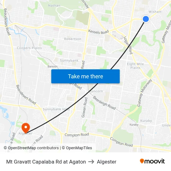 Mt Gravatt Capalaba Rd at Agaton to Algester map