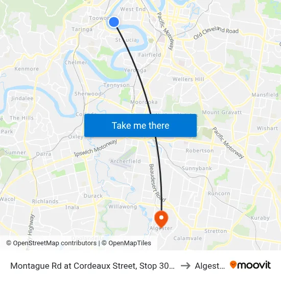 Montague Rd at Cordeaux Street, Stop 30/14 to Algester map