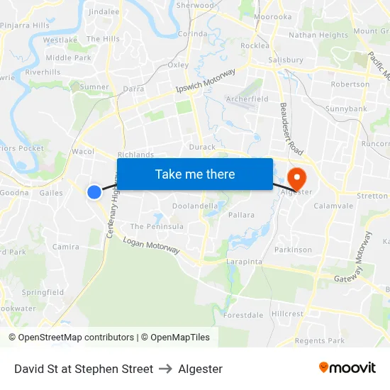 David St at Stephen Street to Algester map
