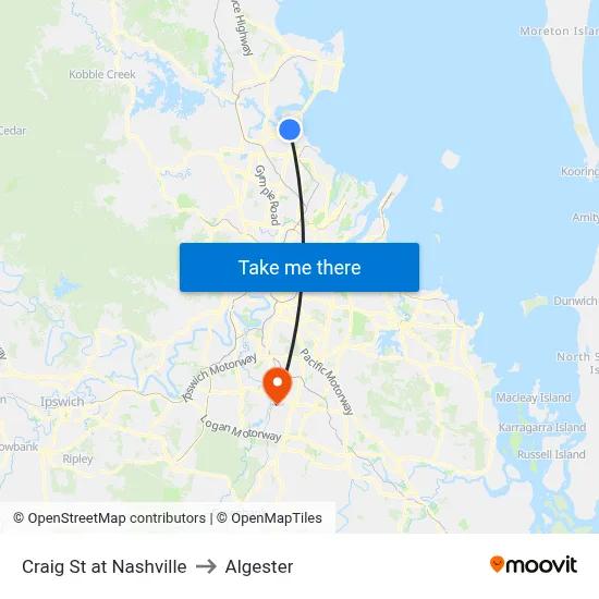 Craig St at Nashville to Algester map