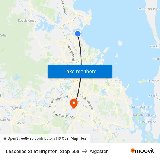 Lascelles St at Brighton, Stop 56a to Algester map