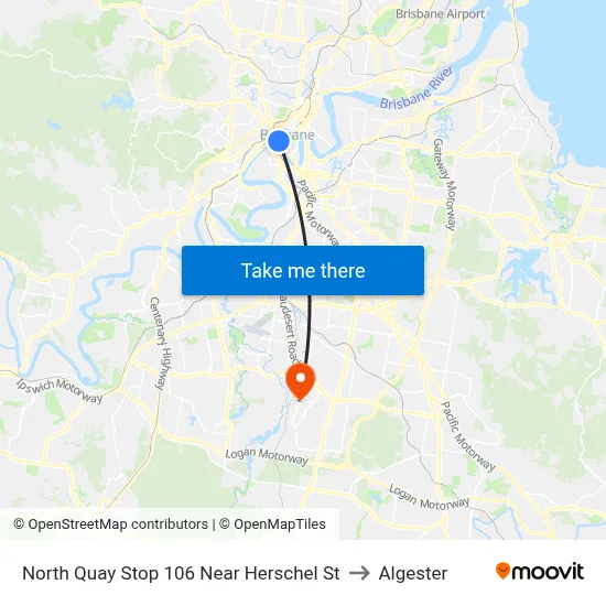 North Quay Stop 106 Near Herschel St to Algester map