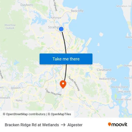 Bracken Ridge Rd at Wetlands to Algester map