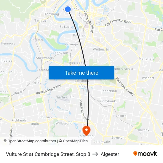 Vulture St at Cambridge Street, Stop 8 to Algester map