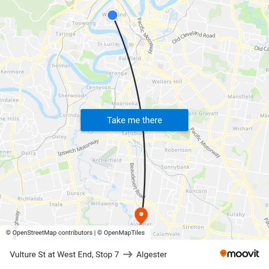 Vulture St at West End, Stop 7 to Algester map