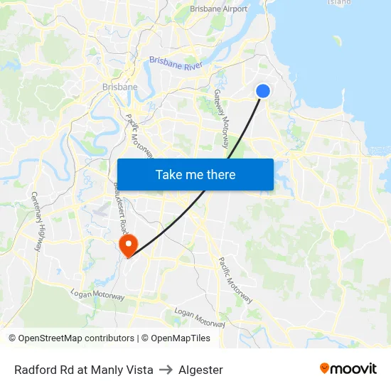 Radford Rd at Manly Vista to Algester map