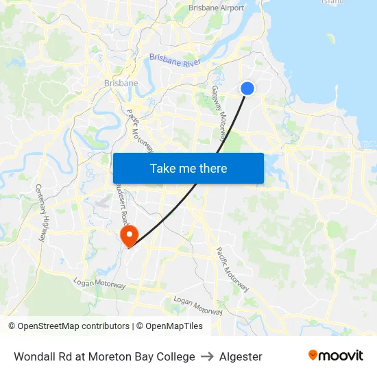 Wondall Rd at Moreton Bay College to Algester map