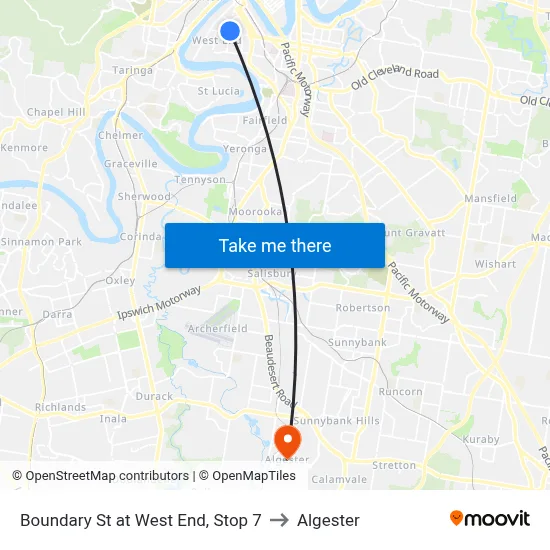 Boundary St at West End, Stop 7 to Algester map