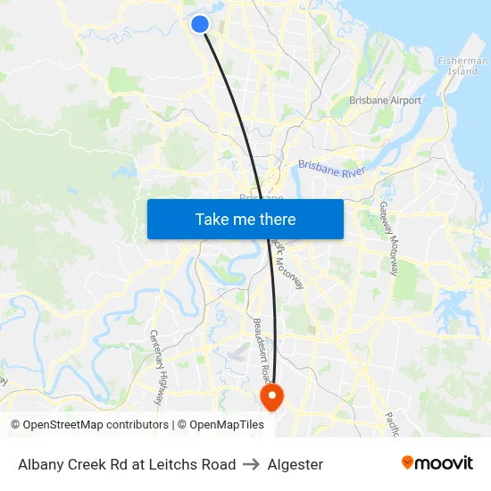 Albany Creek Rd at Leitchs Road to Algester map