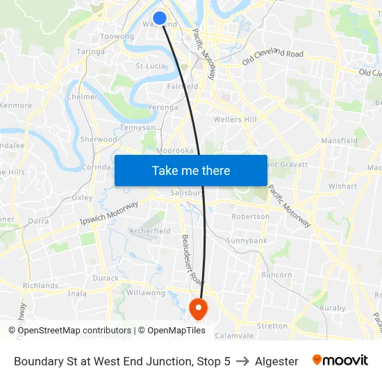 Boundary St at West End Junction, Stop 5 to Algester map