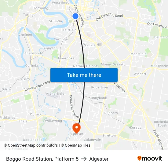 Boggo Road Station, Platform 5 to Algester map