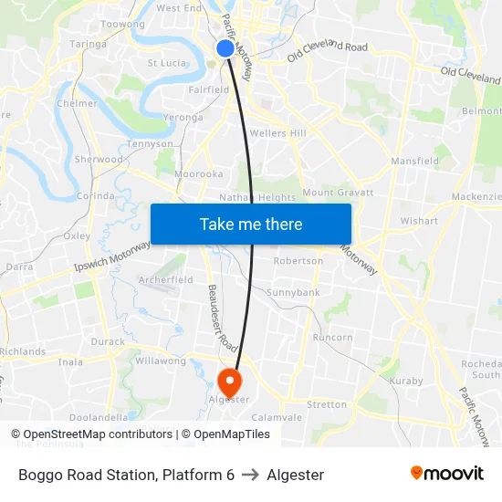 Boggo Road Station, Platform 6 to Algester map