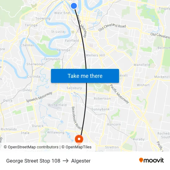 George Street Stop 108 to Algester map