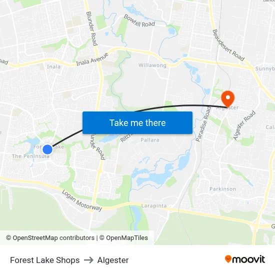 Forest Lake Shops to Algester map
