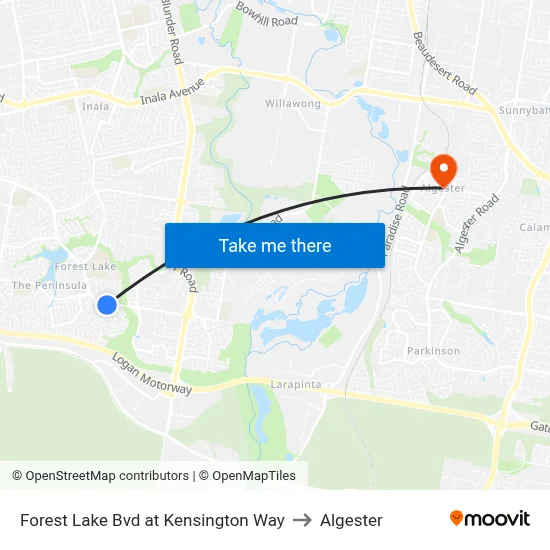 Forest Lake Bvd at Kensington Way to Algester map
